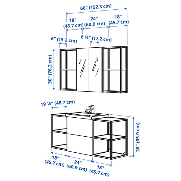 ENHET Bathroom, anthracite/white, 24x18x24 "