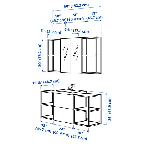 ENHET Bathroom, anthracite/white, 24x18x24 "