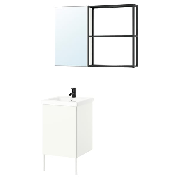 ENHET Bathroom, anthracite/white, 18 "