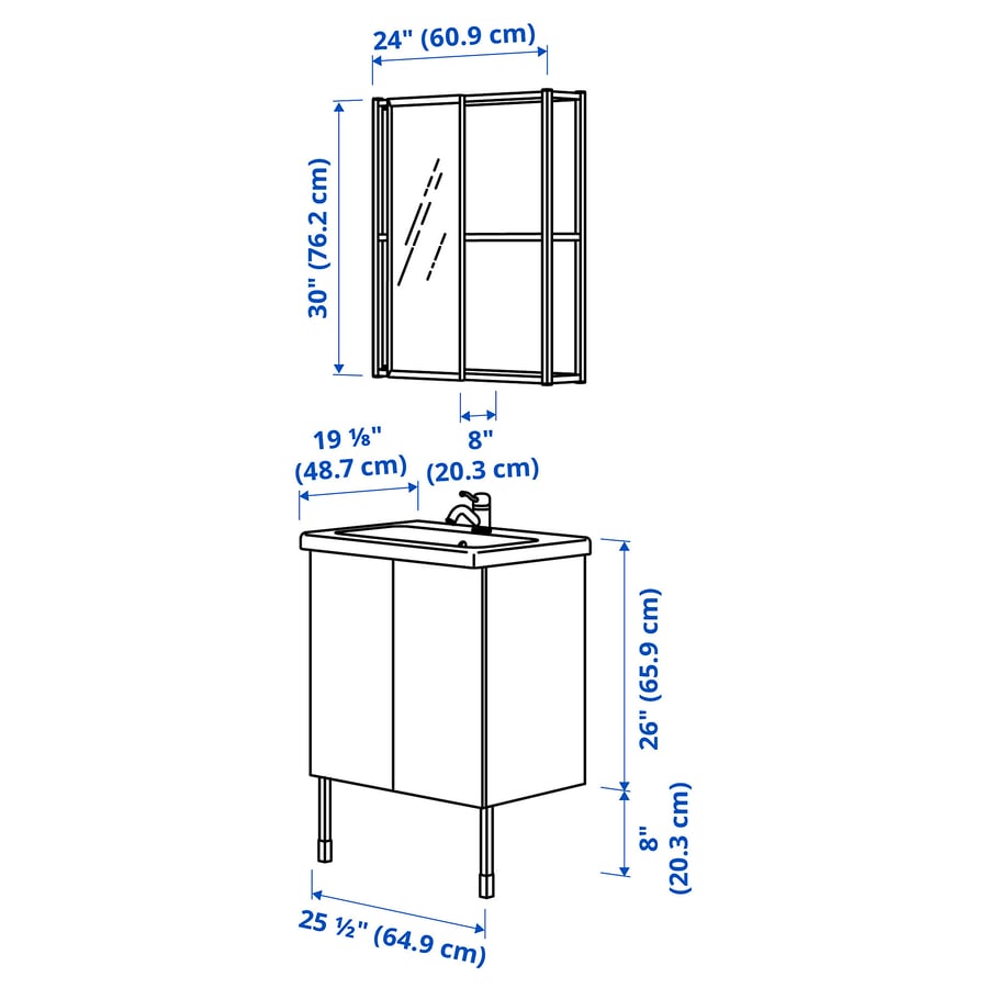 ENHET bathroom, anthracite/white, 24" - IKEA US