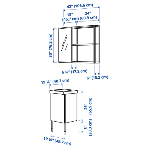 ENHET Bathroom, anthracite/white, 18 "