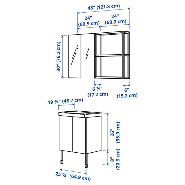 ENHET Bathroom, anthracite/white, 24 "