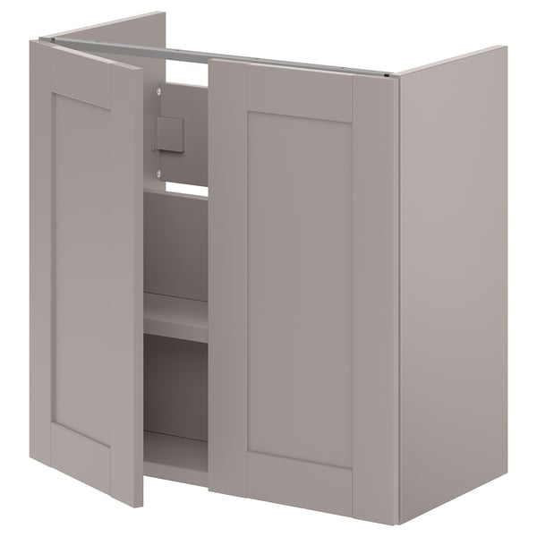 ENHET Bathroom vanity with 2 doors, gray/gray frame, 24x12 3/4x24 "