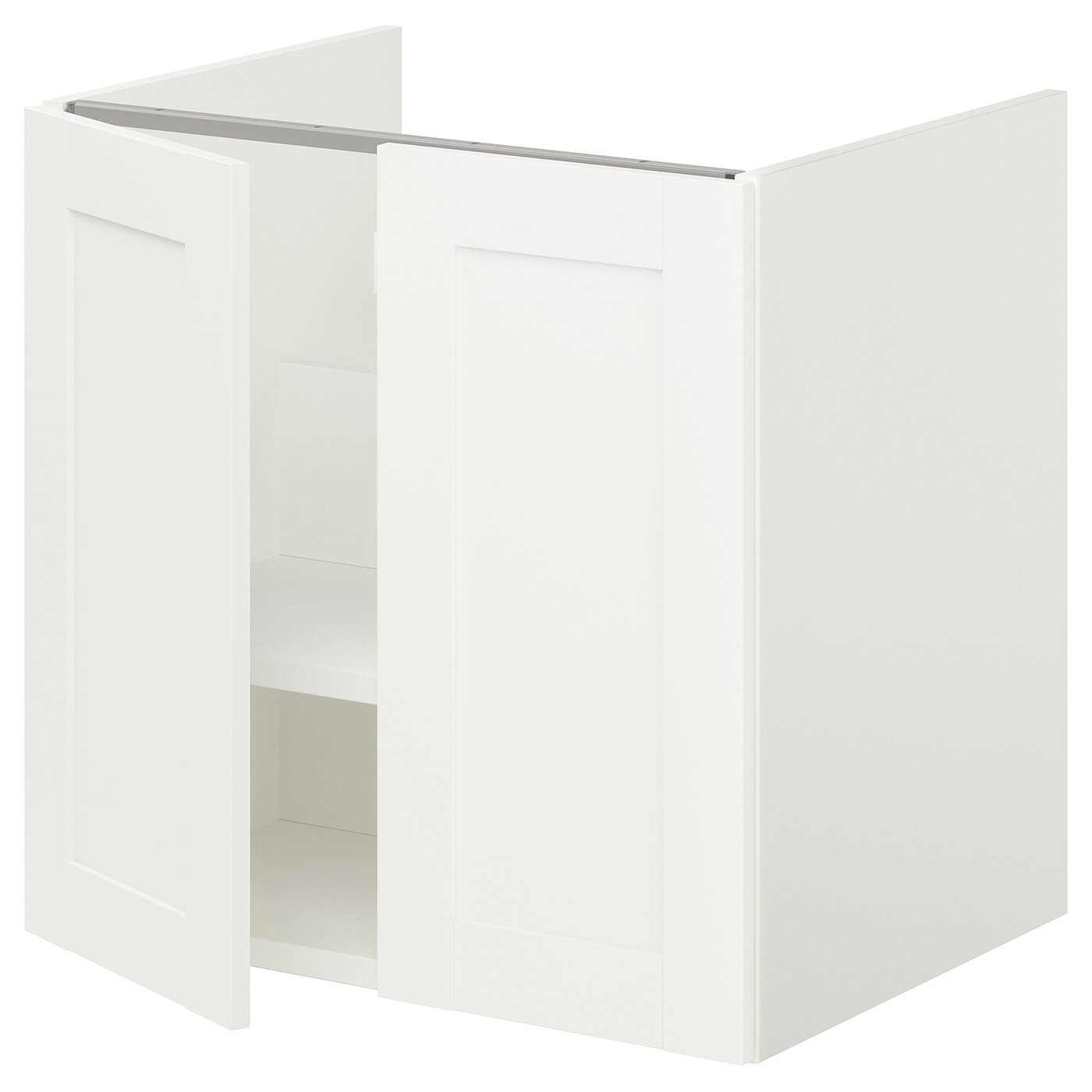 Bathroom Vanity With 2 Doors, White/White Frame