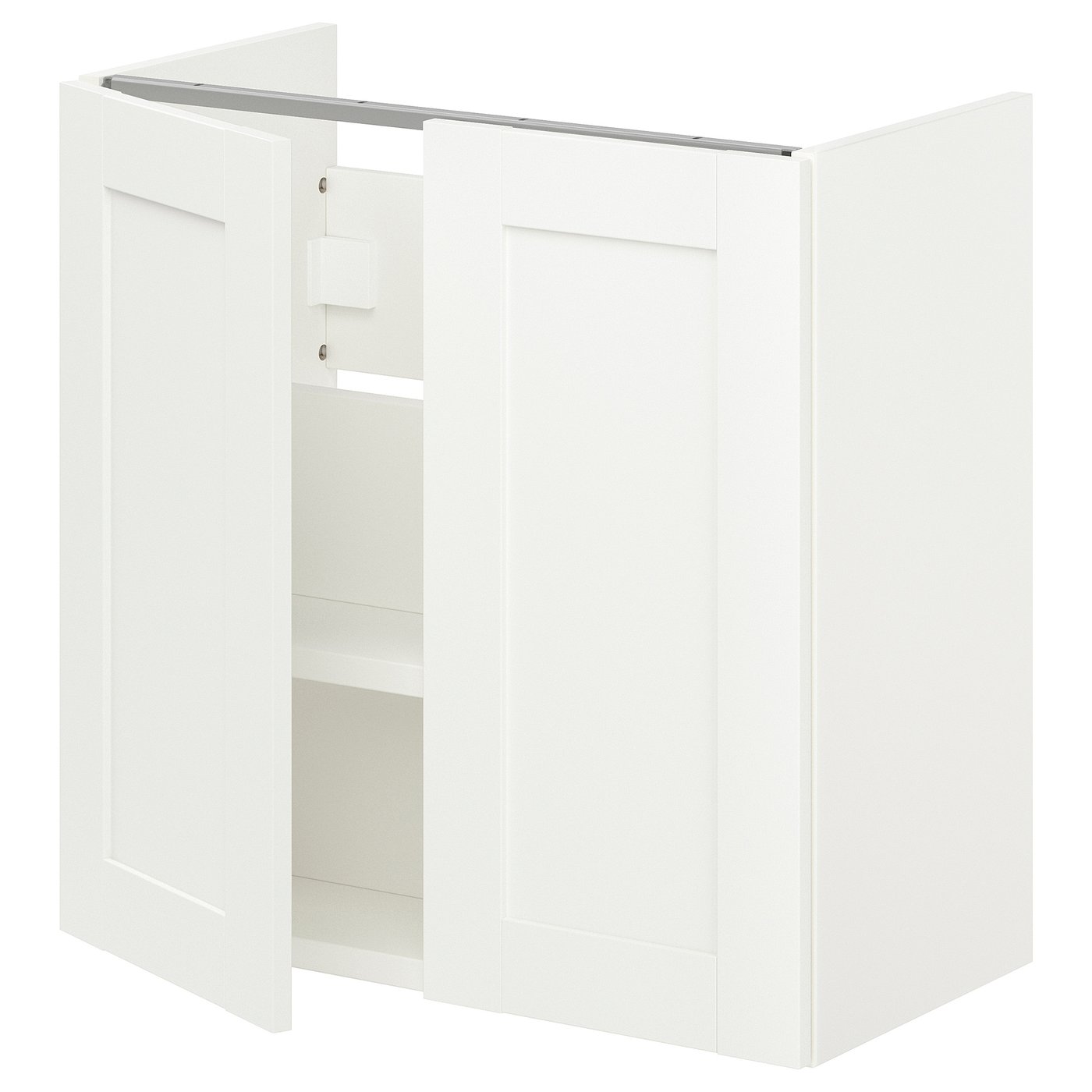 Bathroom Vanity With 2 Doors, White/White Frame