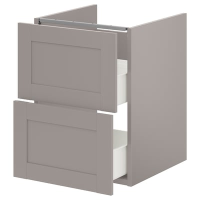 ENHET Bathroom vanity with 2 drawers, gray/gray frame, 18x18 3/4x24 "