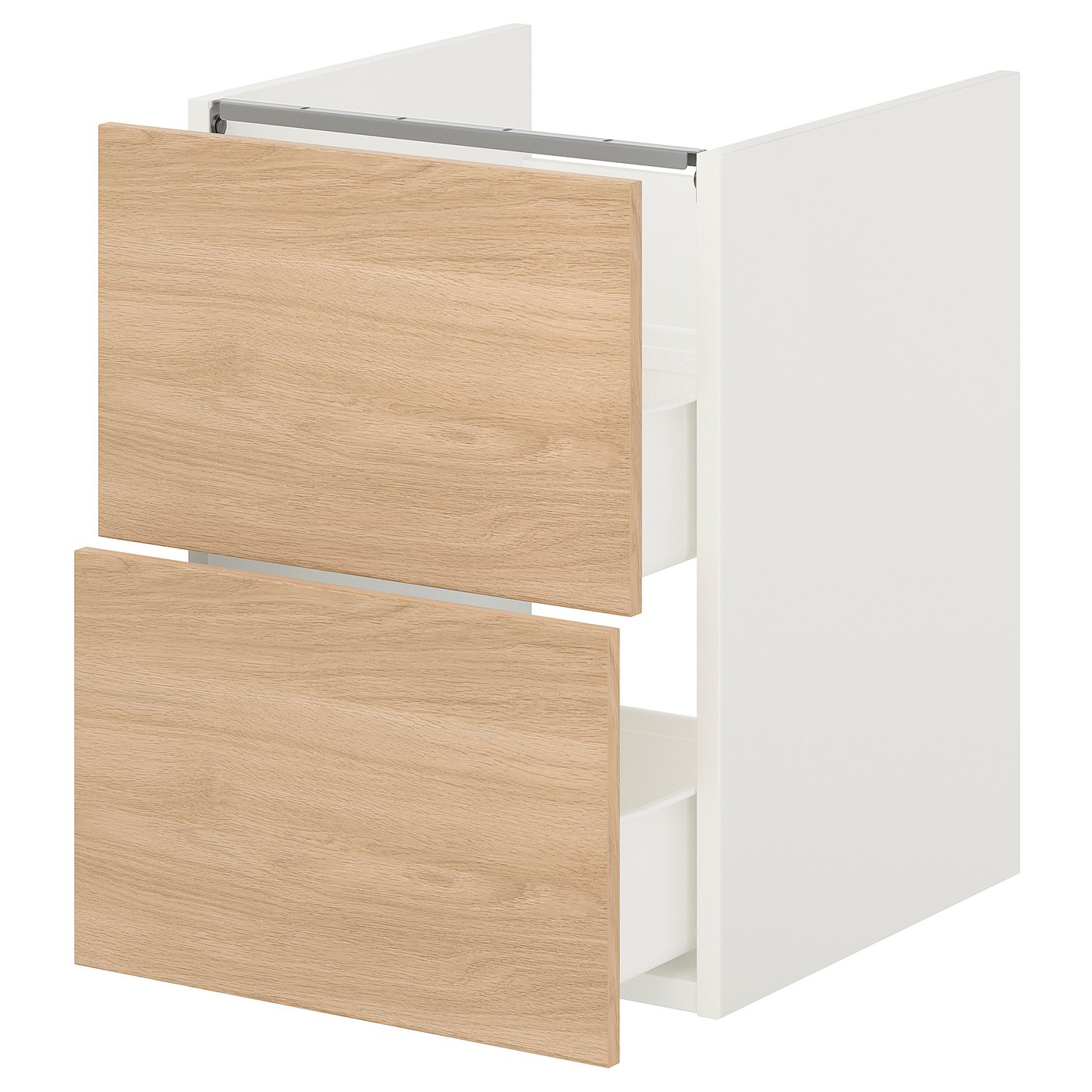 Bathroom Vanity With 2 Drawers, White/Oak Effect