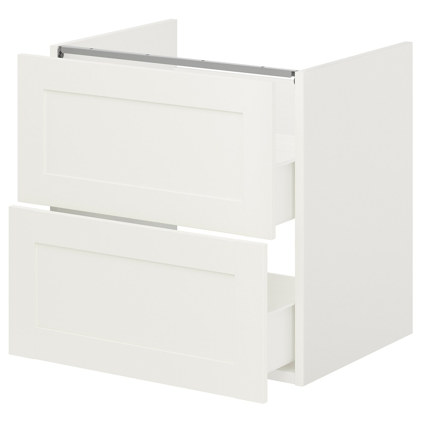 Bathroom Vanity With 2 Drawers, White/White Frame