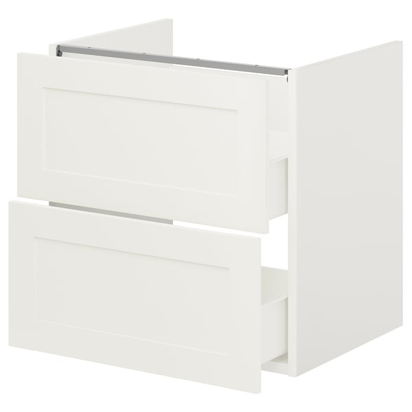 ENHET Bathroom vanity with 2 drawers, white/white frame, 24x18 3/4x24 "
