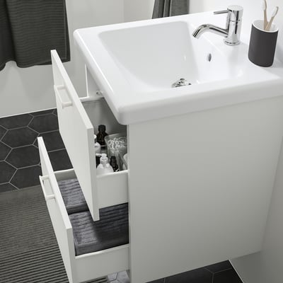 ENHET Bathroom vanity with 2 drawers, white, 18x18 3/4x24 "