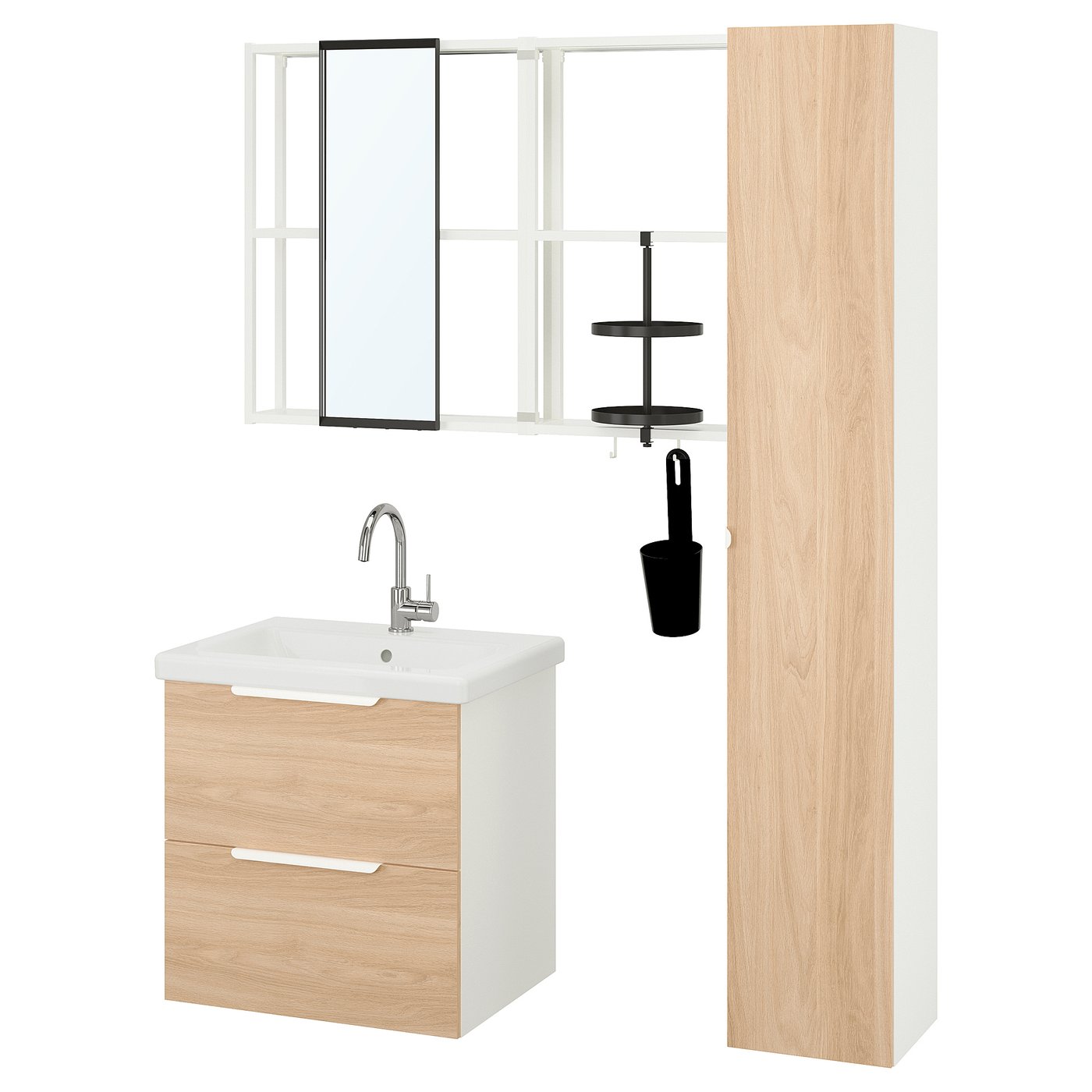 ENHET bathroom, white/oak effect, 24x18x24" IKEA