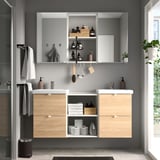 ENHET Bathroom, white/oak effect, 18 "