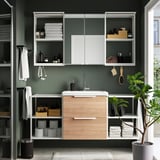 ENHET Bathroom, white/oak effect, 24 "