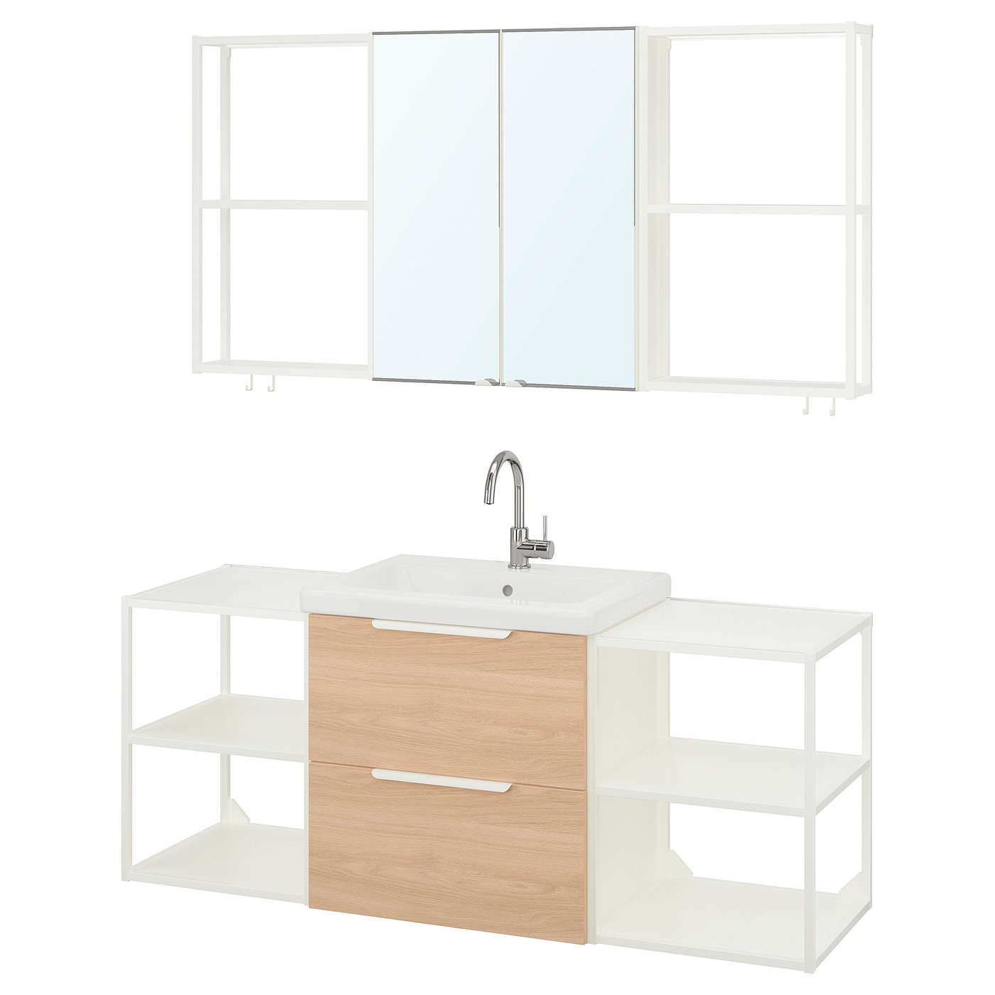 ENHET bathroom, white/oak effect, 24x18x24" IKEA