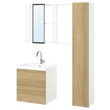 ENHET Bathroom, white/oak effect, 24 "