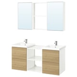 ENHET Bathroom, white/oak effect, 18 "