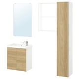 ENHET Bathroom, white/oak effect, 24 "