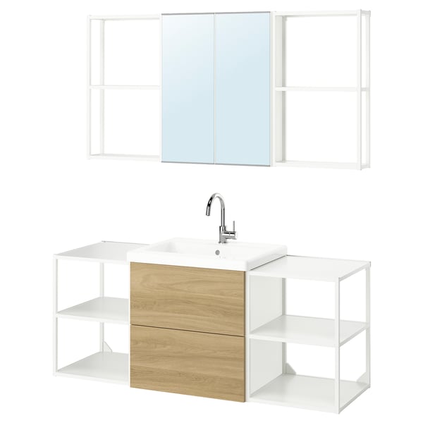 ENHET Bathroom, white/oak effect, 24 "