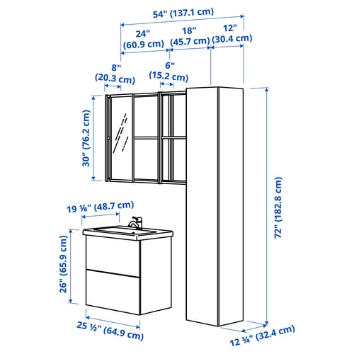 ENHET Bathroom, white, 24 "
