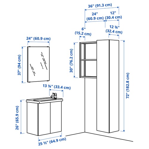 ENHET Bathroom, white, 24 "