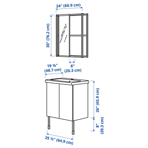 ENHET Bathroom, white, 24 "
