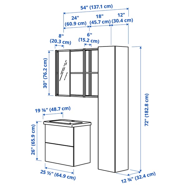ENHET Bathroom, white, 24 "