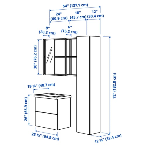 ENHET Bathroom, white, 24 "