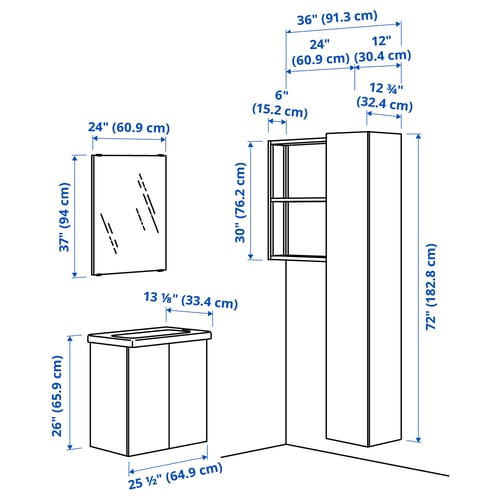 ENHET Bathroom, white, 24 "