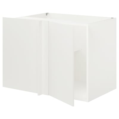 ENHET Corner base cabinet with shelf/door, white