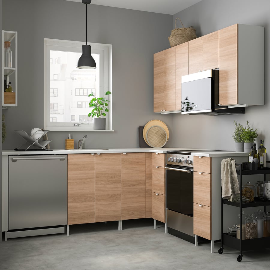 ENHET corner kitchen, white/oak effect IKEA