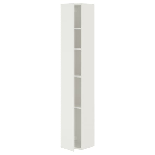 White ENHET tall storage cabinet with 4 shelves, narrow, ideal for small spaces.