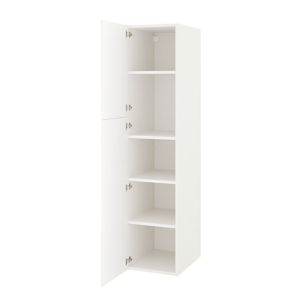 64 H White Bathroom Tall Narrow Storage Cabinet with Doors for