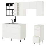 ENHET Kitchen, anthracite/white, 92x25 5/8x84 1/2 "