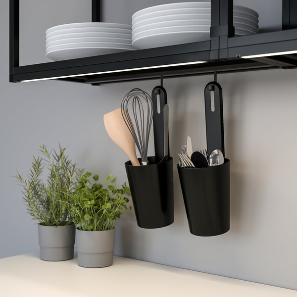 ENHET Kitchen, anthracite/white, 92x25 5/8x84 1/2 "