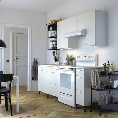 ENHET Kitchen, anthracite/white, 92x25 5/8x84 1/2 "