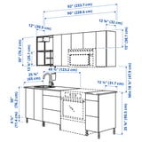 ENHET Kitchen, anthracite/white, 92x25 5/8x84 1/2 "