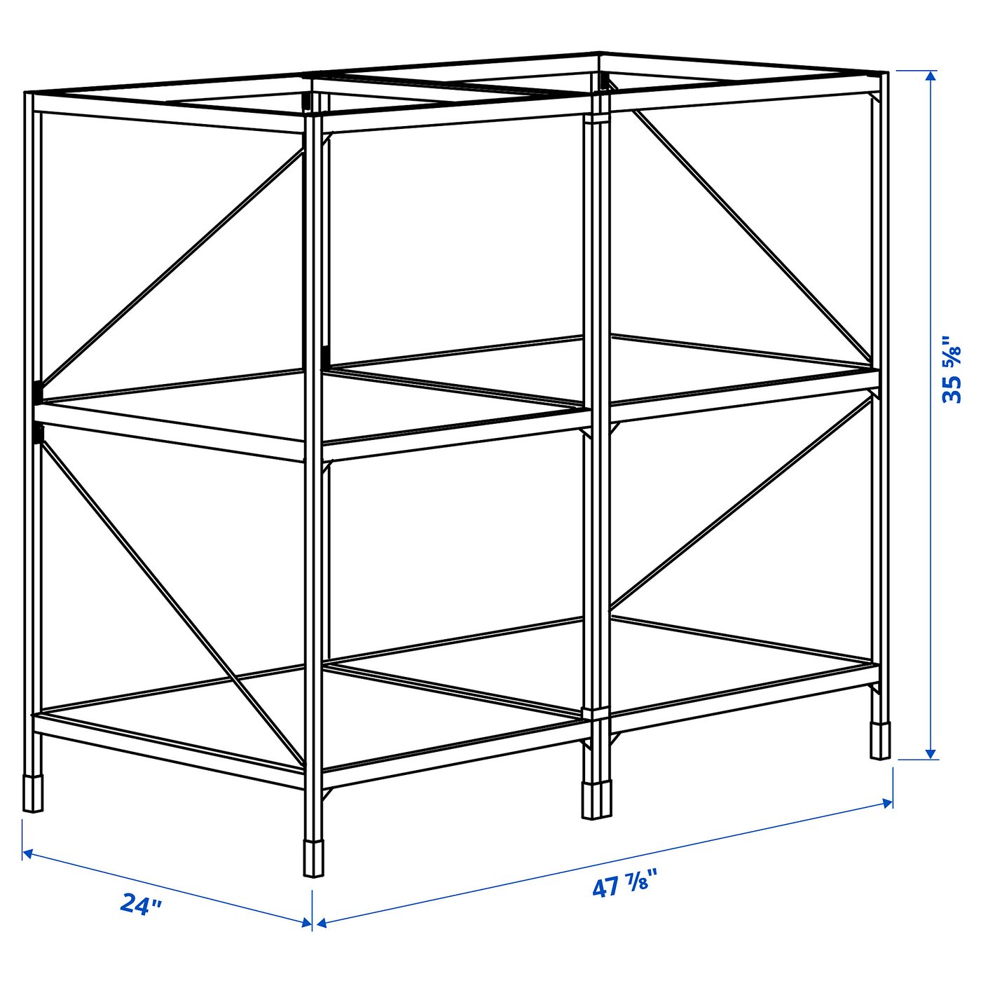 Kitchen island frame with shelves, anthracite 2