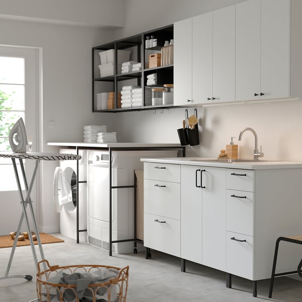 ENHET Laundry, anthracite/white, 132 1/2x34x84 1/2 "