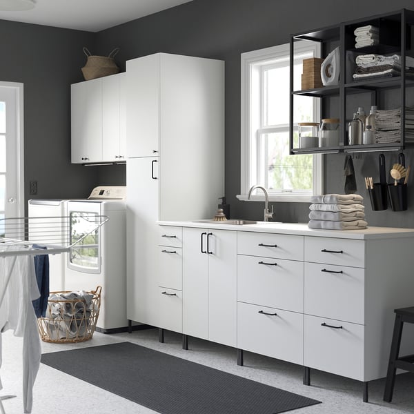 ENHET Laundry, anthracite/white, 156x25 5/8x84 1/2 "