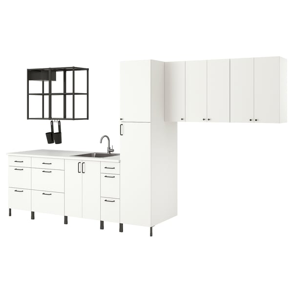 ENHET Laundry, anthracite/white, 156x25 5/8x84 1/2 "
