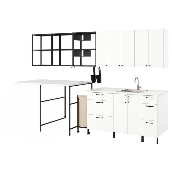 ENHET Laundry, anthracite/white, 132 1/2x34x84 1/2 "