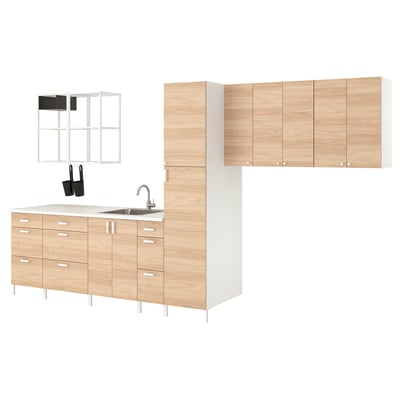 ENHET Laundry, white/oak effect, 156x25 5/8x84 1/2 "