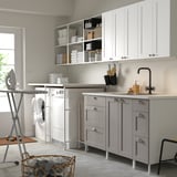 ENHET Laundry, white/white frame gray frame, 132 1/2x34x84 1/2 "