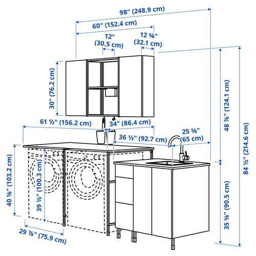 ENHET laundry, white, 98x34x841/2" IKEA