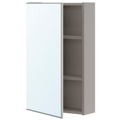Grey ENHET wall cabinet with mirrored door & 2 shelves for modern bathroom.