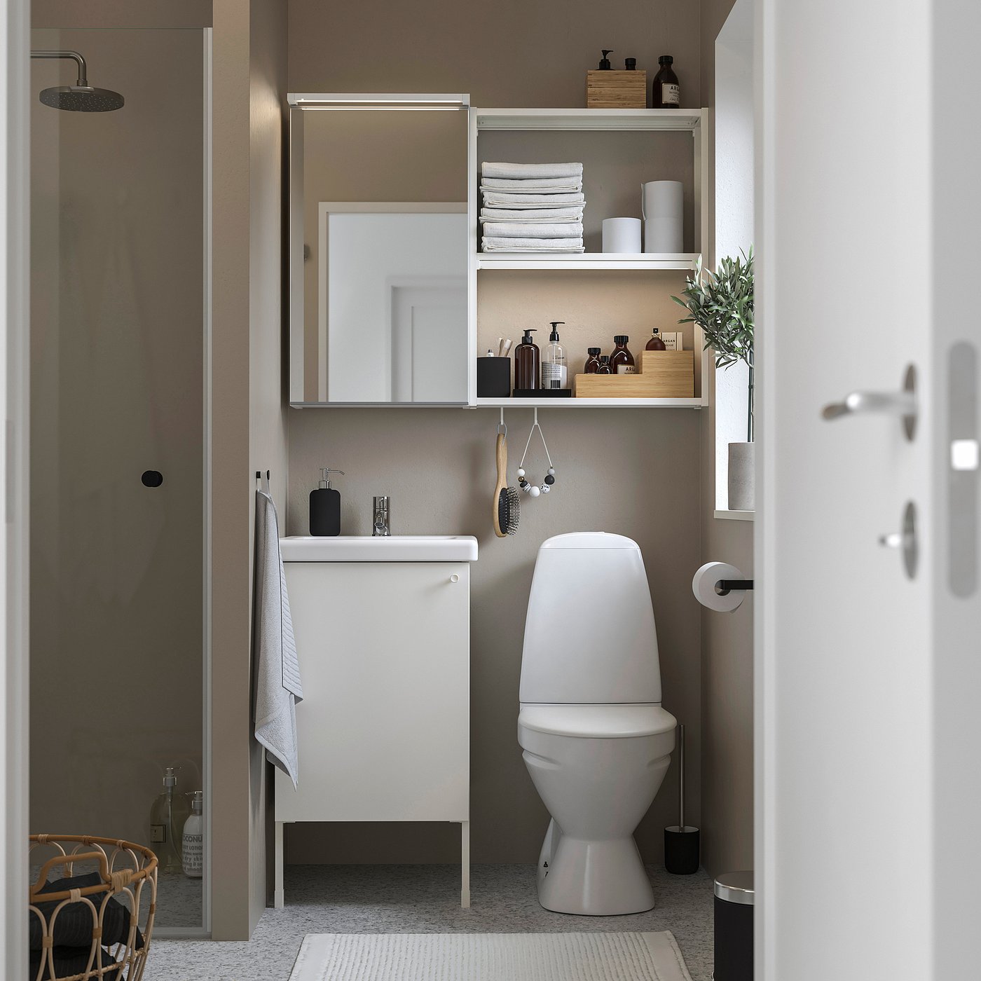 ENHET mirror cabinet with door, white, 18x65/8x30