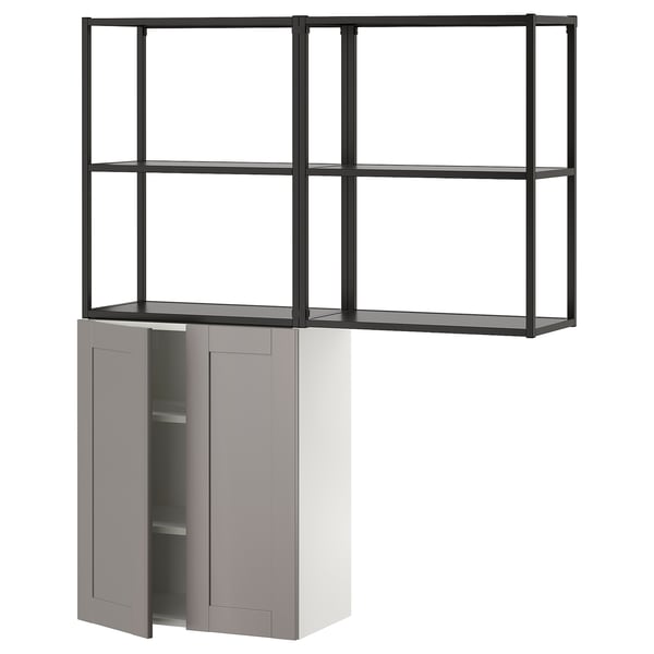 ENHET Storage combination, anthracite/gray frame, 48x12 3/4x60 "