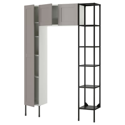 ENHET Storage combination, anthracite/gray frame, 54x12 3/4x80 "