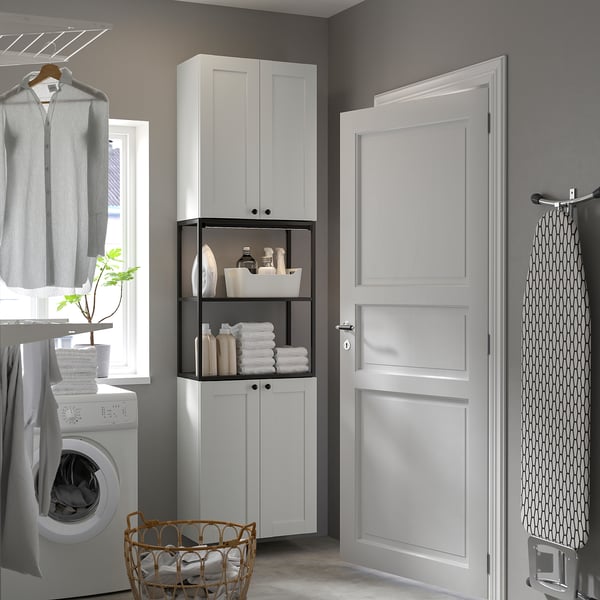 ENHET Storage combination, anthracite/white frame, 24x12 3/4x90 "