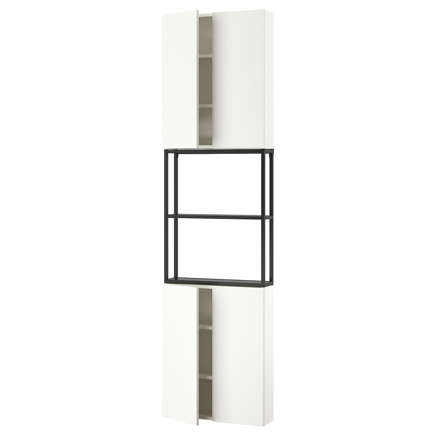 ENHET storage combination, anthracite/white frame, 24x63/4x90